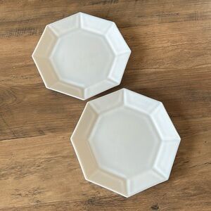 Set of 2 ARCOPAL France Octime White Milk Glass Octagon salad plate 7,25 inches